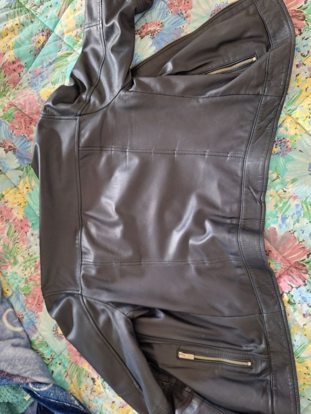 Giacca in pelle blu da donna