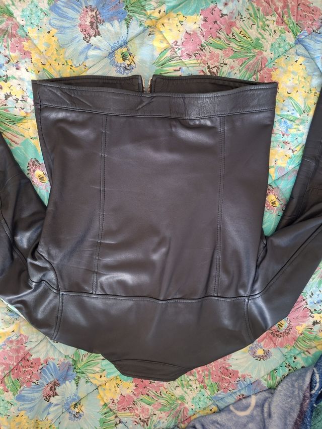 Giacca in pelle blu da donna