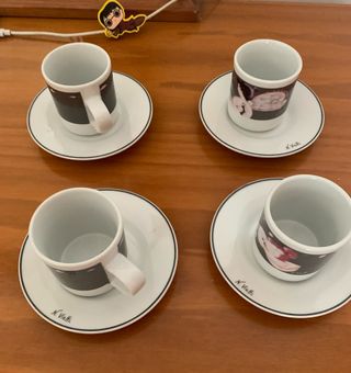 4 Tazze da Caffè in Porcellana con Piattino Nims