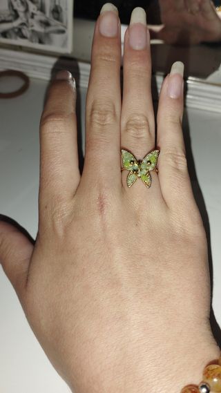 Anillo Mariposa Dorado - Verde