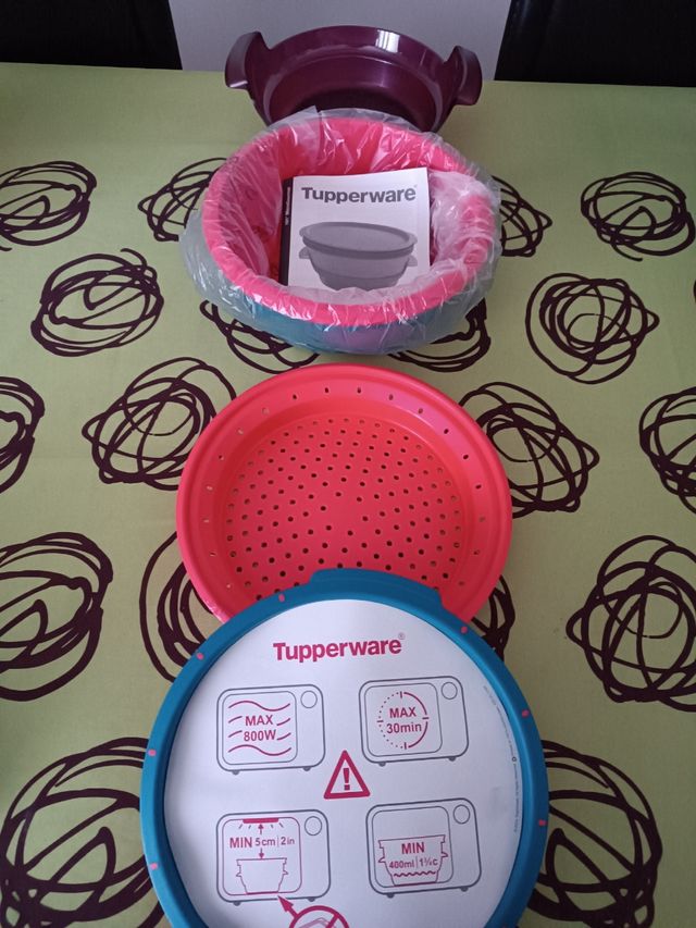 Tupperware Microvapor - Rojo y Verde Agua