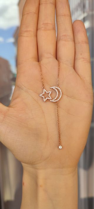Colgante con cadena chapados en oro rosa