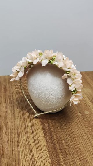 Tocado diadema rosa y verde