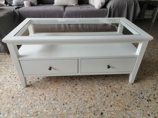 Mesa centro blanca madera-cristal IKEA