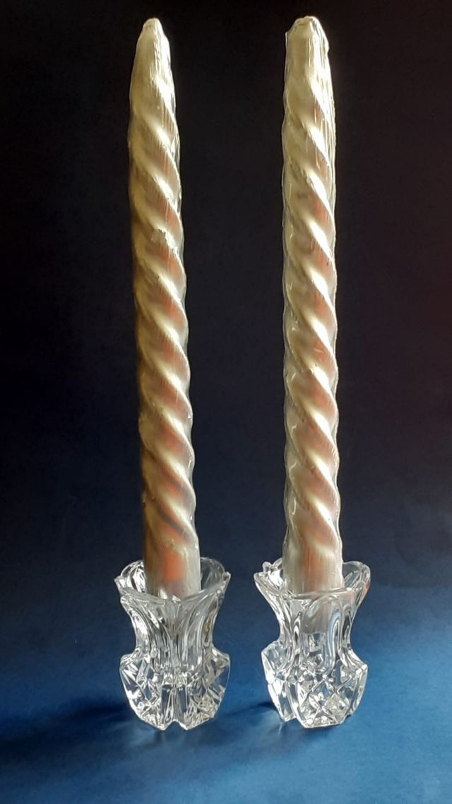 2 Portavelas Cristal Tallado