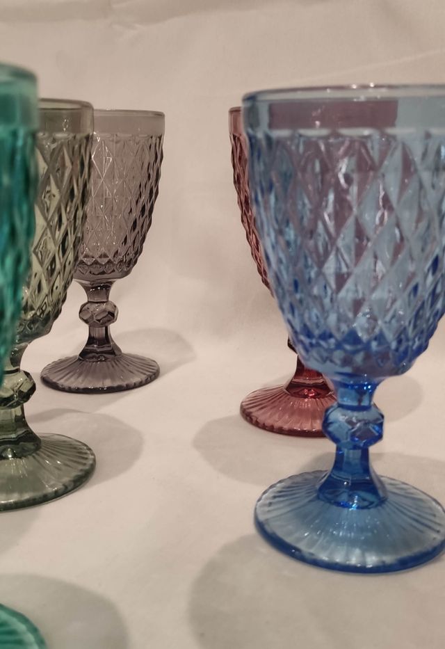 6 bicchieri vino colorati vintage