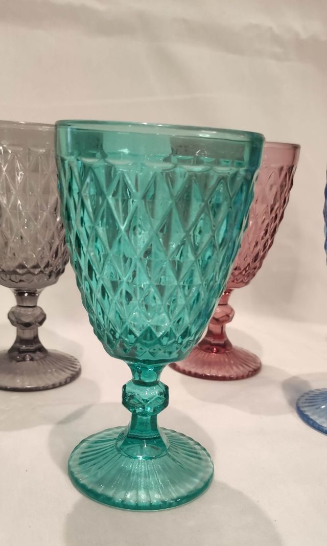 6 bicchieri vino colorati vintage