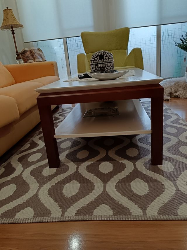 Mesa centro madera maciza blanco-marrón