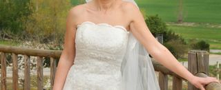 Vestido novia encaje palabra de honor talla M