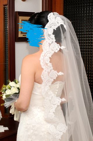Vestido novia encaje palabra de honor talla M