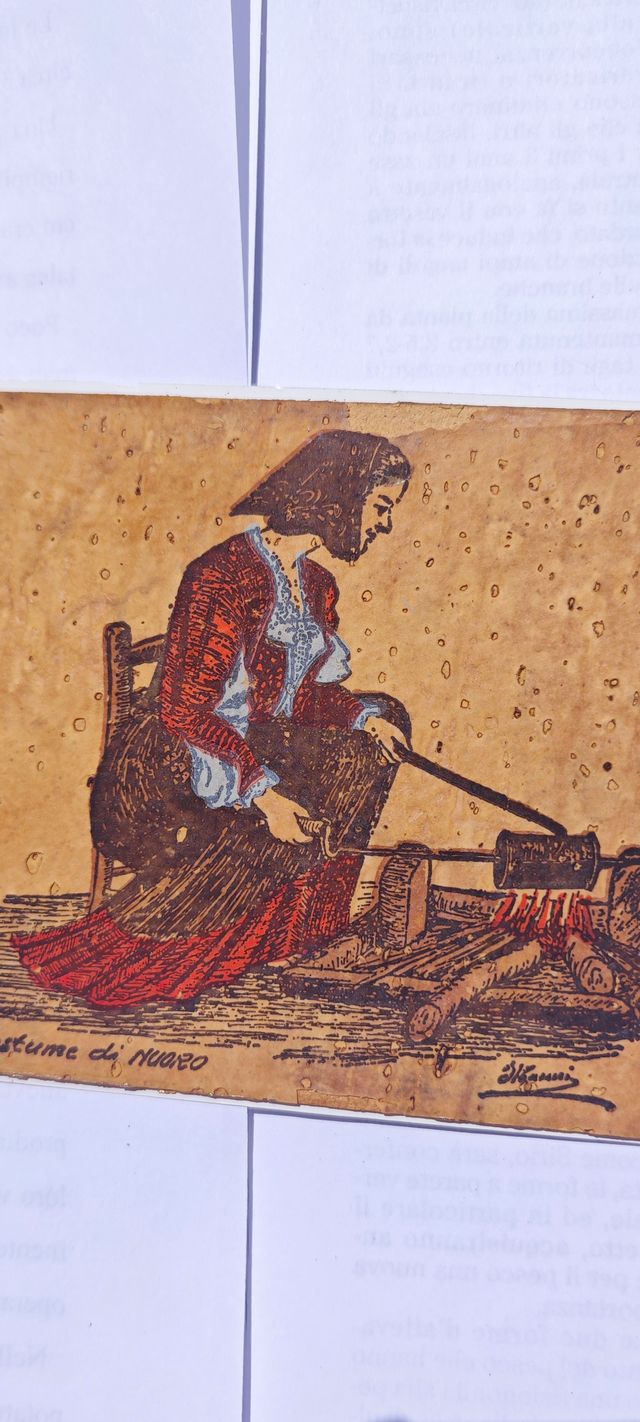 Cartolina in sughero - costumi sardi