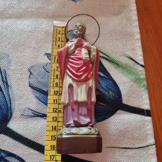 Figura obispo San Blas con sello Olot. Antigua