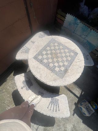 Mesa de jardín ajedrez - piedra