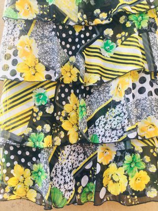 Vestido fiesta negro y amarillo