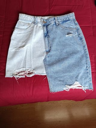 Minifalda vaquera Bershka bicolor - Talla 40