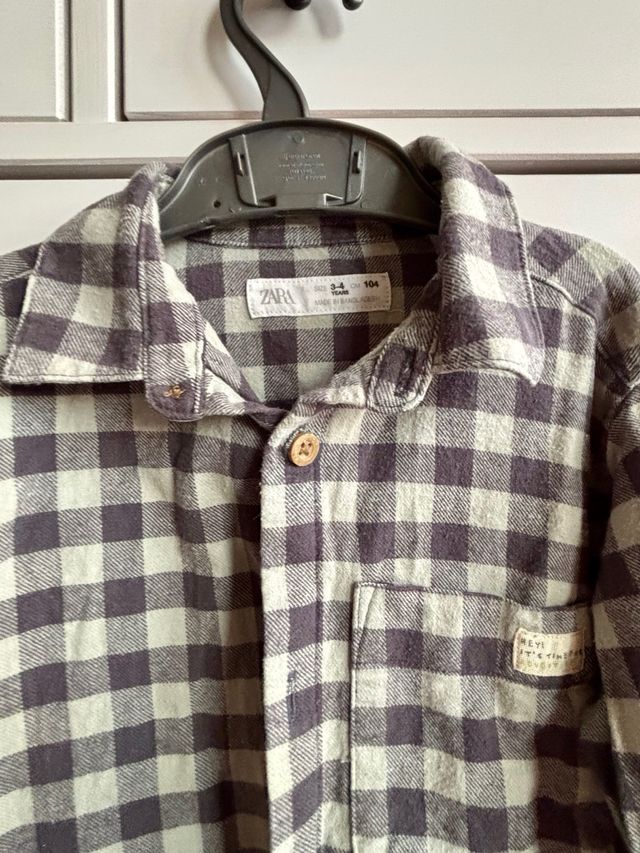 Camisa cuadritos verde zara 4 años