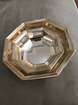 2 Fruteros metalicos plateados, opcion venta x ud