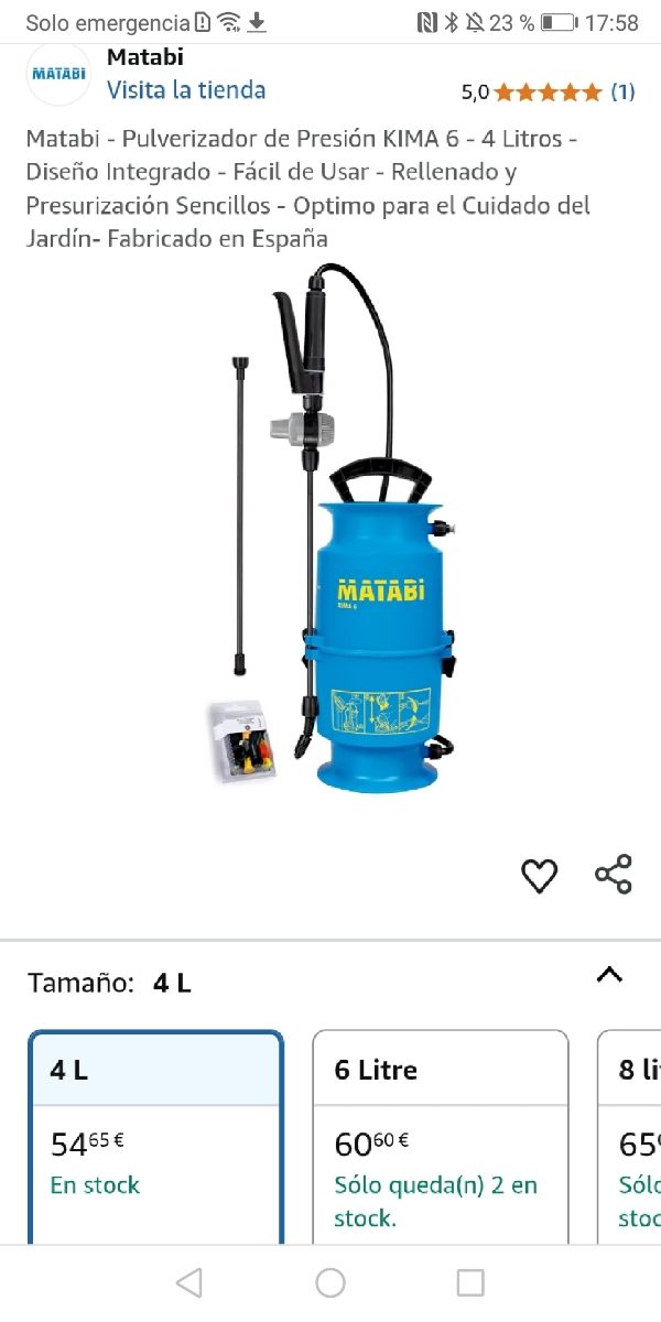 PULVERIZADOR a Presión Matabi Kima 6 - 4L Nuevo.