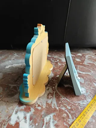 2 portafoto bambini in legno e in resina