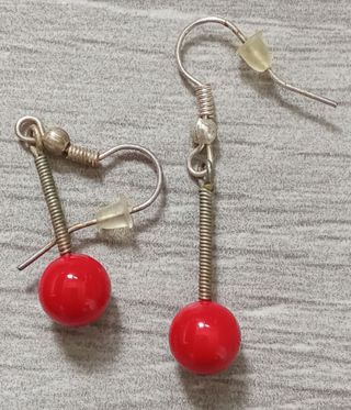 Collar y pendientes rojos | Plata