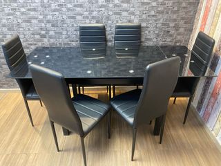 🖤 Mesa NUEVA de cristal extensible + 6 sillas 🪑