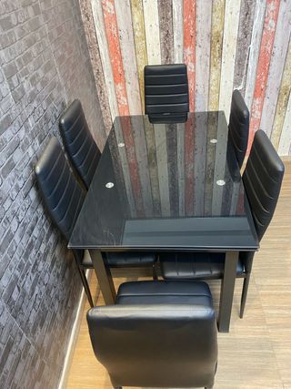 🖤 Mesa NUEVA de cristal extensible + 6 sillas 🪑