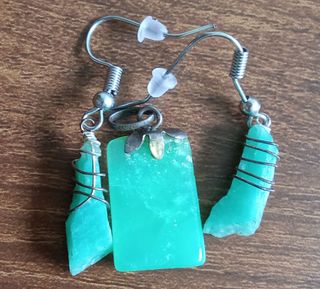 Colgante y pendientes ágata verde