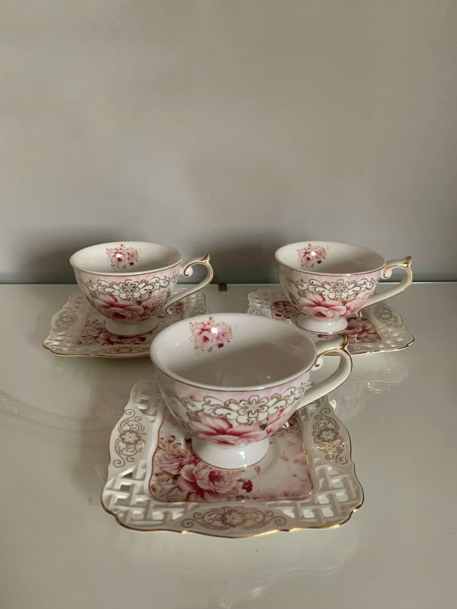 Juego 3 tazas de té de porcelana Malooki luxury