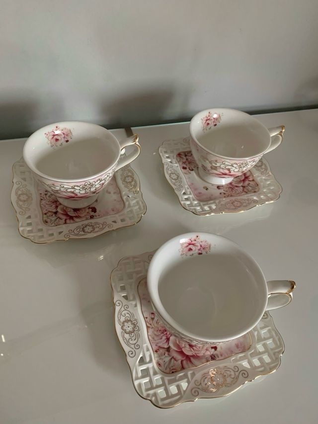 Juego 3 tazas de té de porcelana Malooki luxury