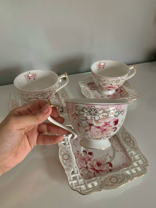 Juego 3 tazas de té de porcelana Malooki luxury