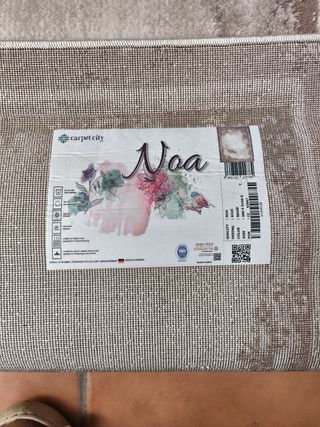 Alfombra rectangular beige y marrón 80x150 cm