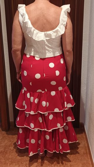 Traje gitana rojo - 2 piezas