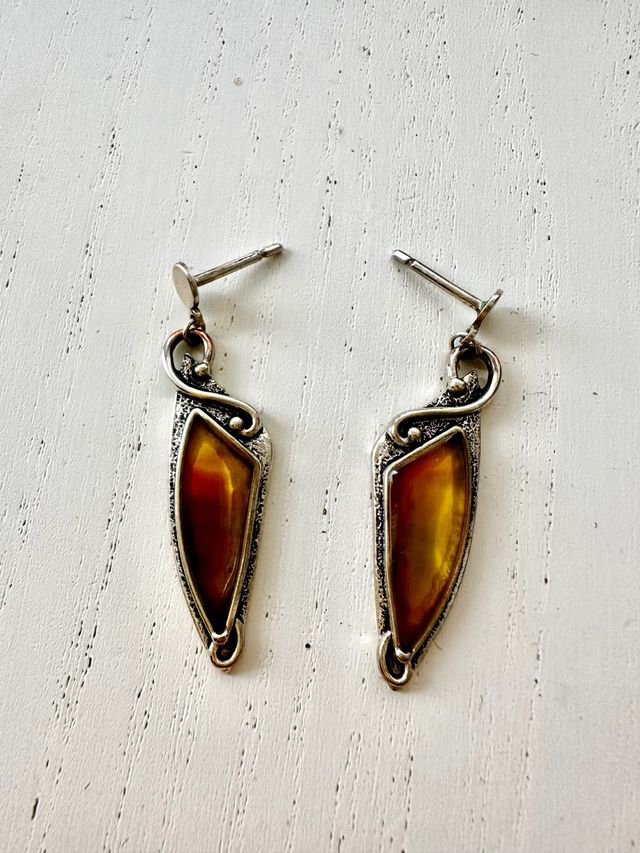 Pendientes ámbar y plata