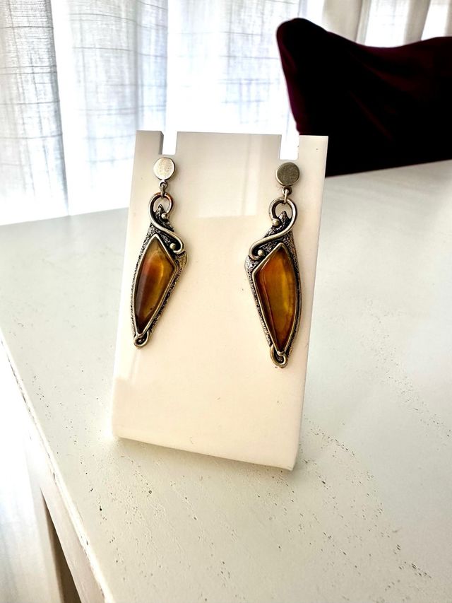 Pendientes ámbar y plata