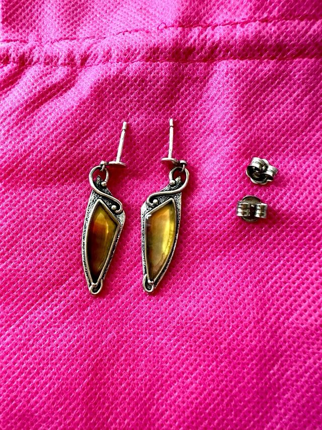 Pendientes ámbar y plata