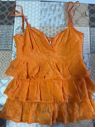 Top encaje naranja - Tirantes