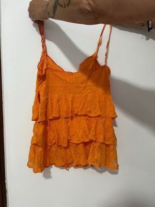 Top encaje naranja - Tirantes