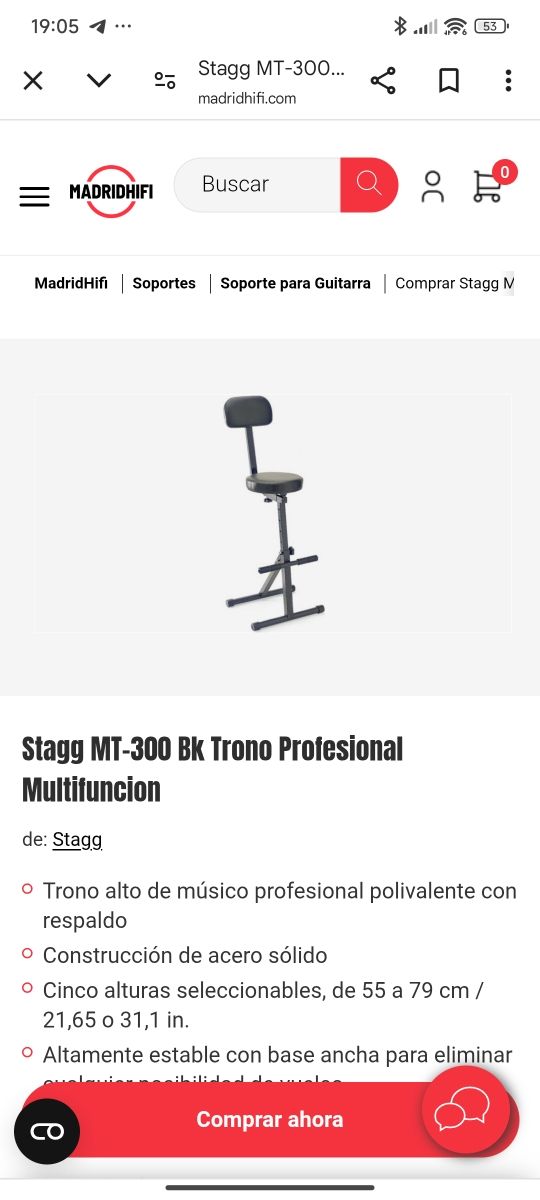 Asiento para músico