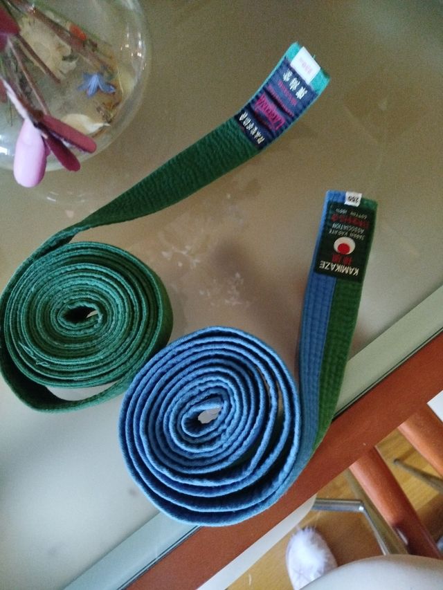 2 cinture da karate: verde e blu