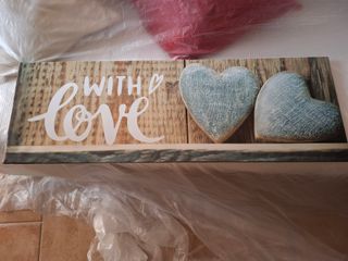 Cuadro decorativo corazones madera