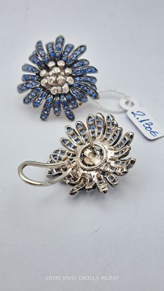 PENDIENTES ORO ZAFIRO Y DIAMANTES 