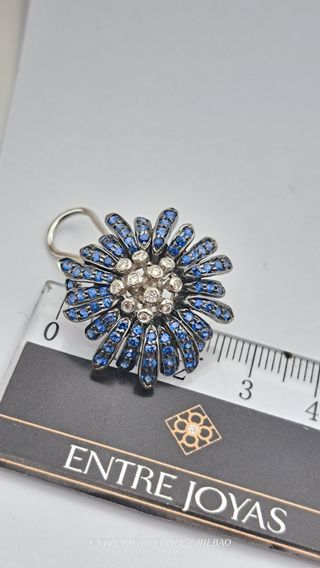 PENDIENTES ORO ZAFIRO Y DIAMANTES 