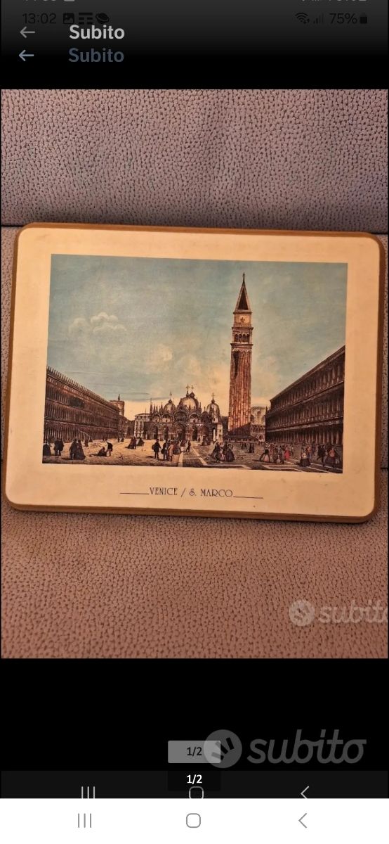Quadro vintage in legno di Venezia, piazza s.Marco