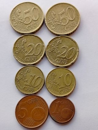 8 Monete da 50-20-10-5-1 centesimi Olanda -LEGGI-