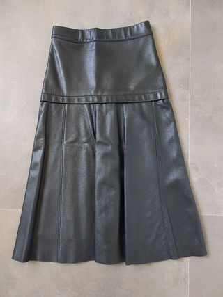 Gonna vintage pelle nera anni '70