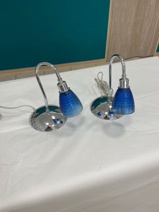 2 Lampade Tavolo Azzurre Vintage