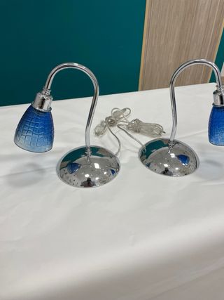 2 Lampade Tavolo Azzurre Vintage