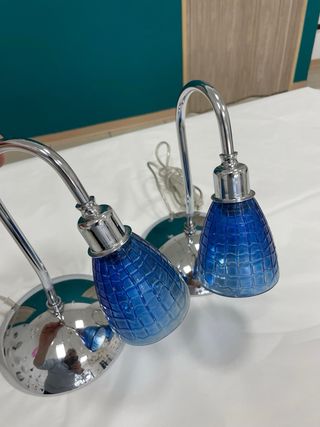 2 Lampade Tavolo Azzurre Vintage