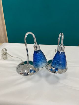 2 Lampade Tavolo Azzurre Vintage