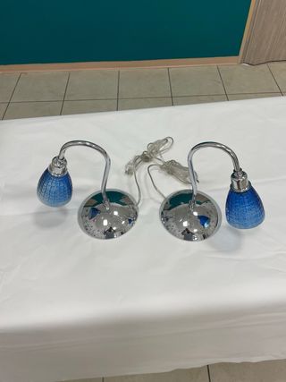2 Lampade Tavolo Azzurre Vintage